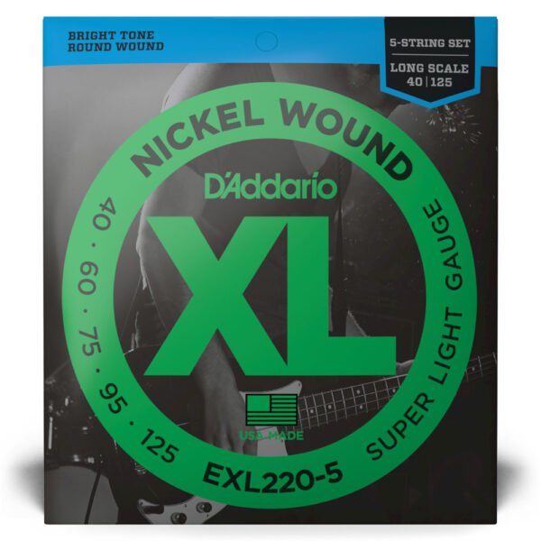 Encordoamento Para Baixo 5 Cordas 40-125 Escala Longa D’Addario XL Nickel EXL220-5