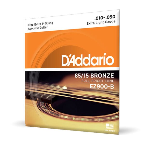 Encordoamento Para Violão Aço 10-50 Com Corda Extra PL010 D’Addario 85/15 Bronze EZ900-B