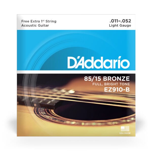 Encordoamento Para Violão Aço 11-52 Com Corda Extra PL011 D’Addario 85/15 Bronze EZ910-B