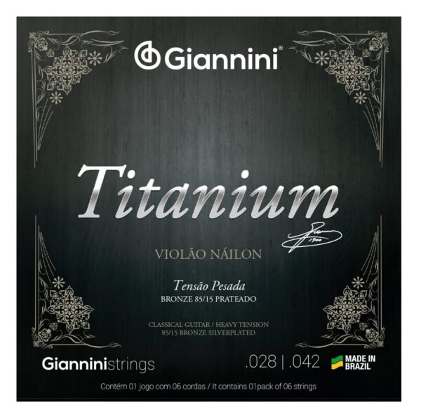 Encordoamento para Violão Náilon 6 cordas Giannini Titanium Bronze 85/15 GENWTA Pesada