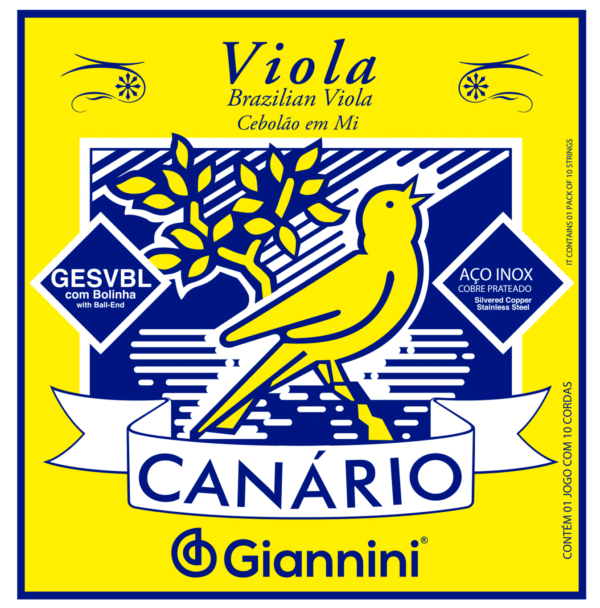 Encordoamento para Viola Giannini Canário GESVBL Cebolão em Mi Leve com Bolinha