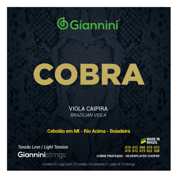 Encordoamento para Viola Giannini Cobra Cobre Prateado GESVL Leve