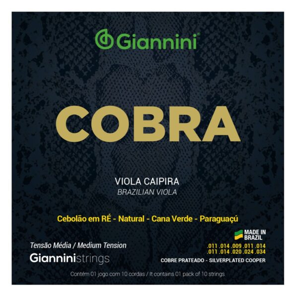 Encordoamento para Viola Giannini Cobra Cobre Prateado GESVM Média