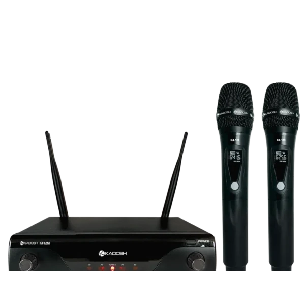 Microfone Sem Fio Kadosh Duplo K412M com Bateria Recarregável