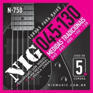 Encordoamento Para Baixo De 5 Cordas 045 130 Nig N750 (Medidas Tradicionais)