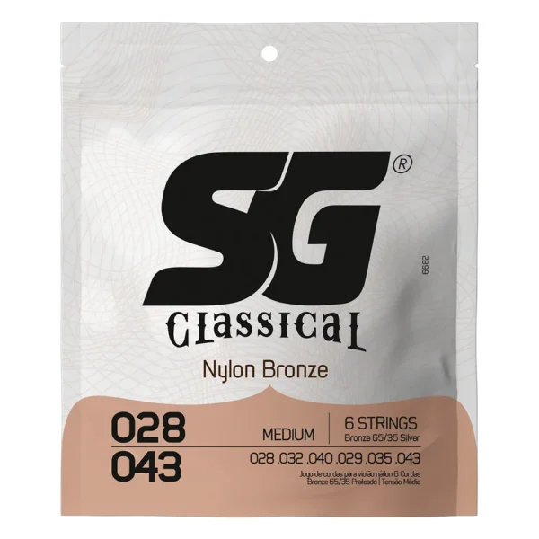 Corda SG 028 Nylon Bronze 65/35 Tensão Média para Violão