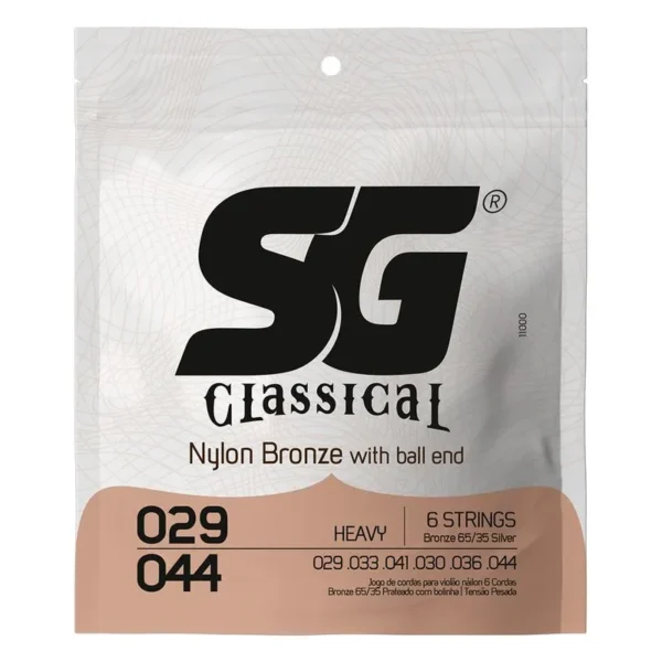 Corda SG 029 Nylon Bronze 65/35 Tensão Pesada com Bolinha para Violão