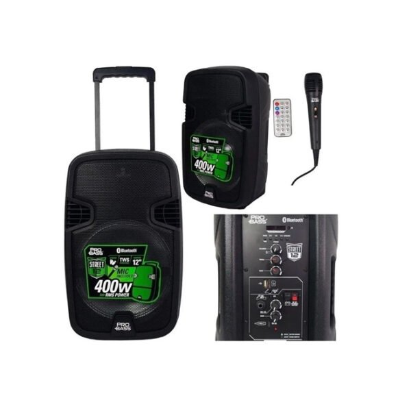 CAIXA DE SOM ATIVA PRO BASS STREET 12 BLUETOOTH 400W BATERIA - Image 3