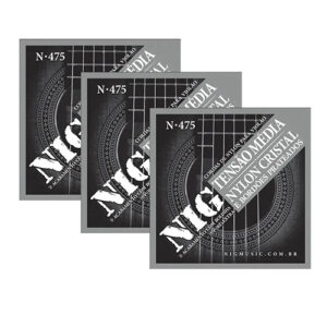 Kit 3 Encordoamentos Nylon Nig tensão media n°475