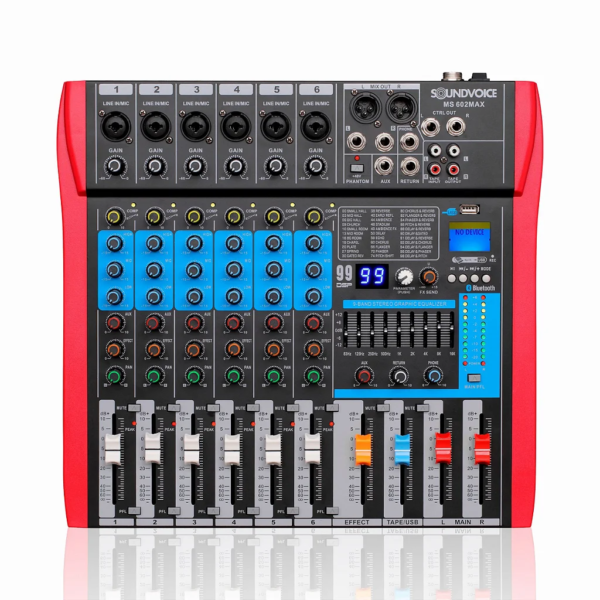 MESA DE SOM SOUNDVOICE MS602-EUX 6 CANAIS