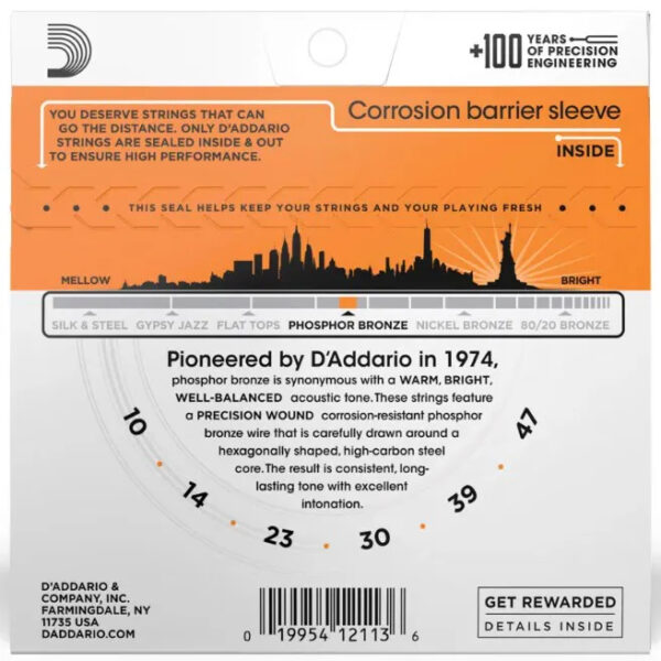 ENCORDOAMENTO VIOLAO ACO D'ADDARIO EJ15 010 PHOSPHOR BRONZE - Imagem 2
