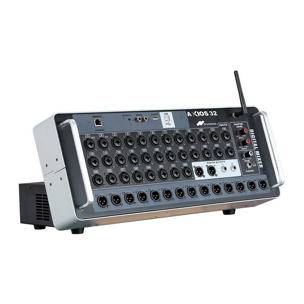 MIXER DIGITAL AXIOS 32 CANAIS DUONN 32 ENTRADAS COMBO P10 E XLR 14 AUXILIARES