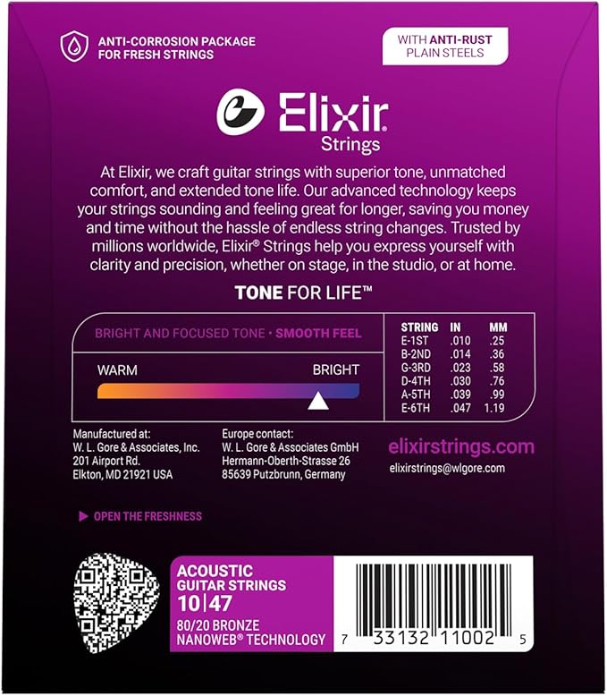 ENCORDOAMENTO 010 EXTRA LIGHT P/VIOLAO ACO 11002 ELIXIR - Imagem 2