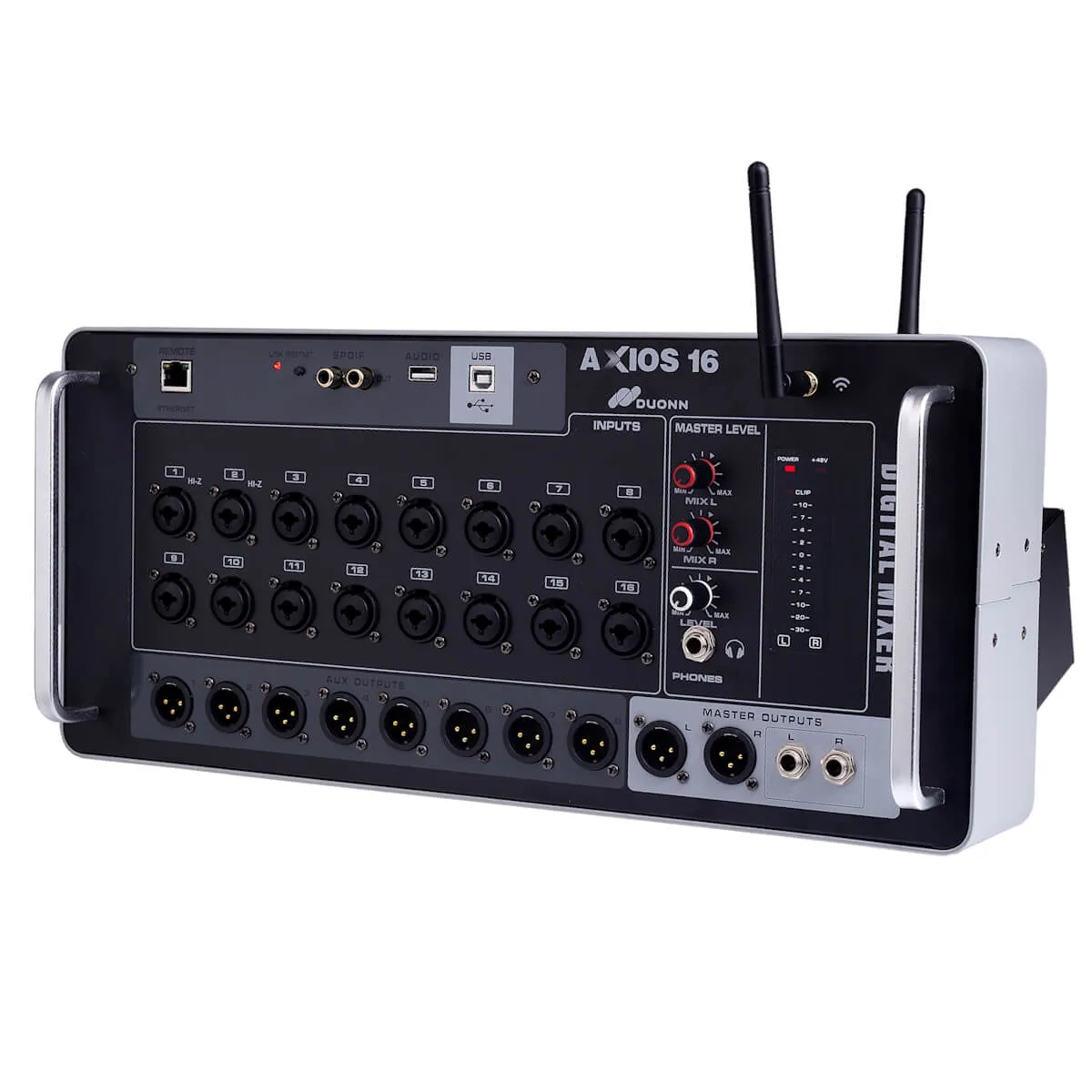 MIXER DIGITAL DUONN AXIOS X16 CANAIS ENTRADA COMBO P10 E XLR COM 8 AUXILIARES